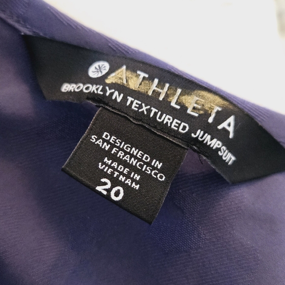🏷️ATHLETA Brooklyn Textured Jumpsuit Jacquard Leopard Medieval Violet Size 20 - Picture 12 of 14